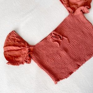 Women's Rust Smocked Top